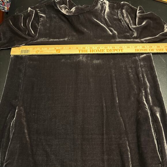 Eileen Fisher Petite Charcoal VELVET Mock Neck Tie Women's Size Small - Picture 6 of 8